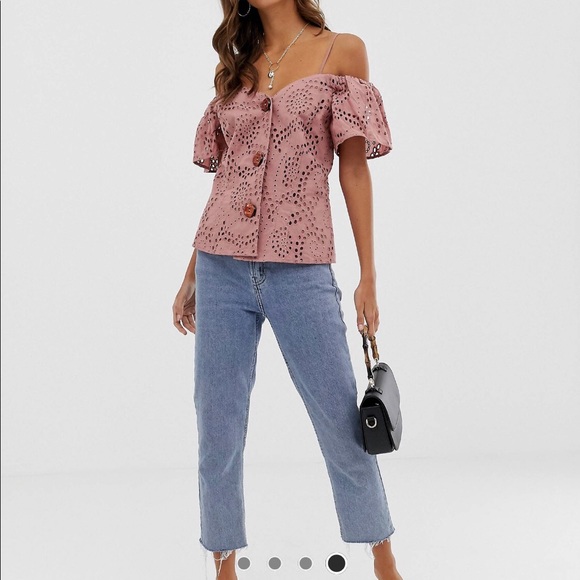 ASOS Design Broderie Off-Shoulder Top - Picture 3 of 7